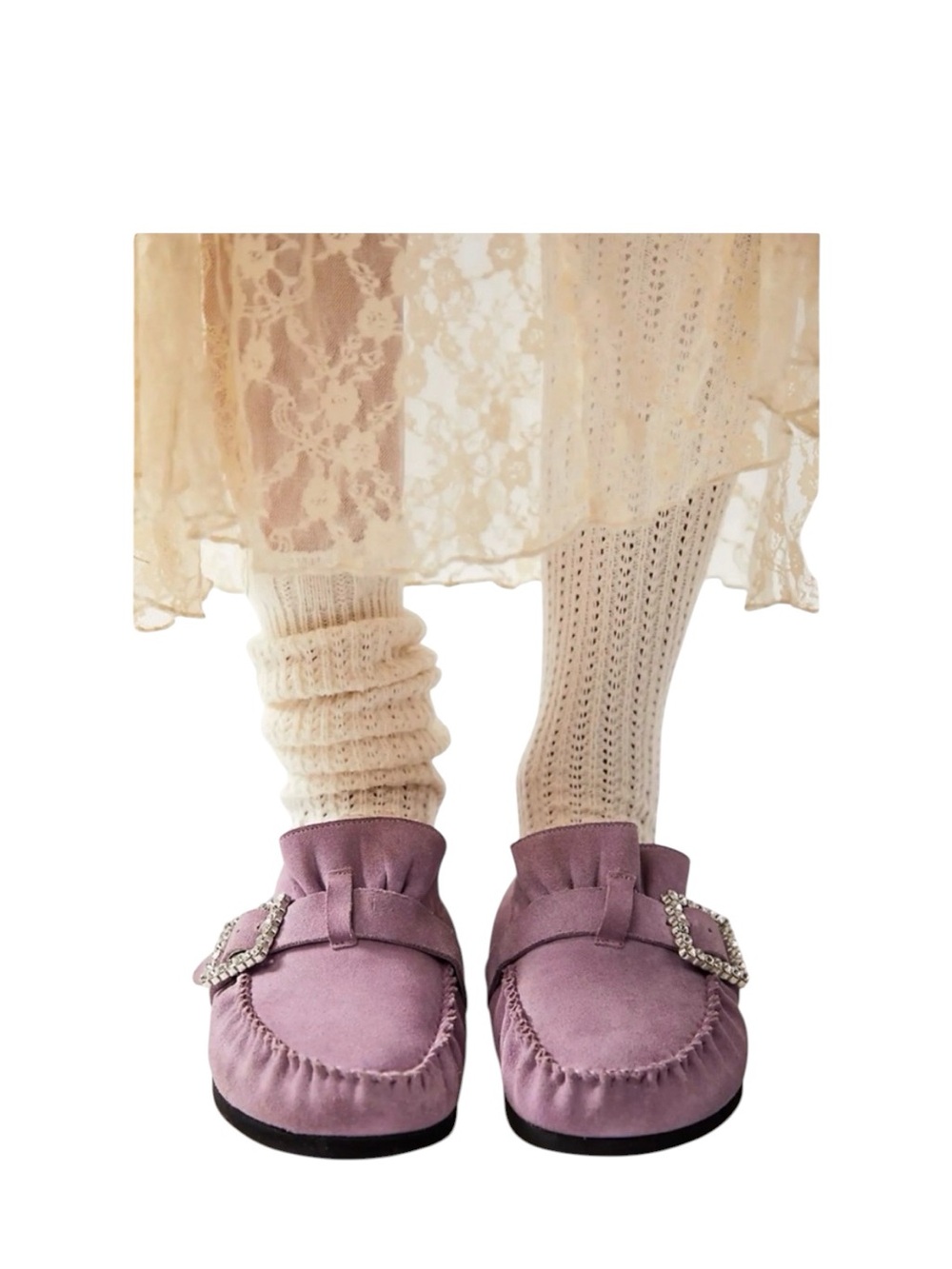 Free People After Riding Mules Lavender Suede Shearling Size 8 - Picture 2 of 9